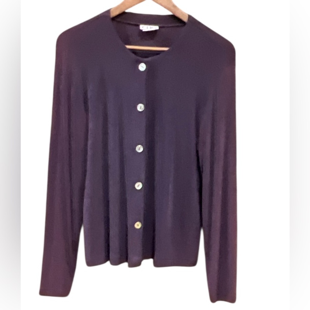 CLIO Deep Purple Women's Button-up Long Sleeve Wrinkle Free Cardigan Size small
